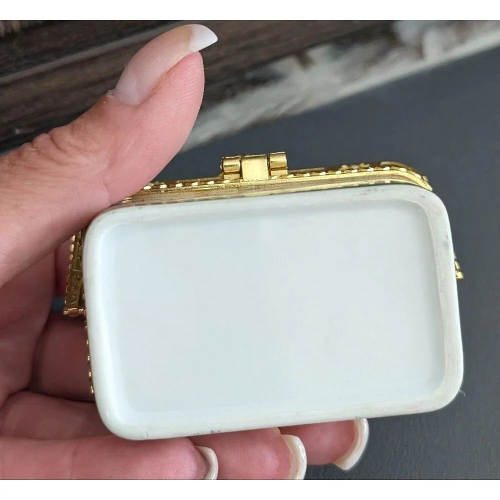 Vintage Porcelain Floral Trinket Box